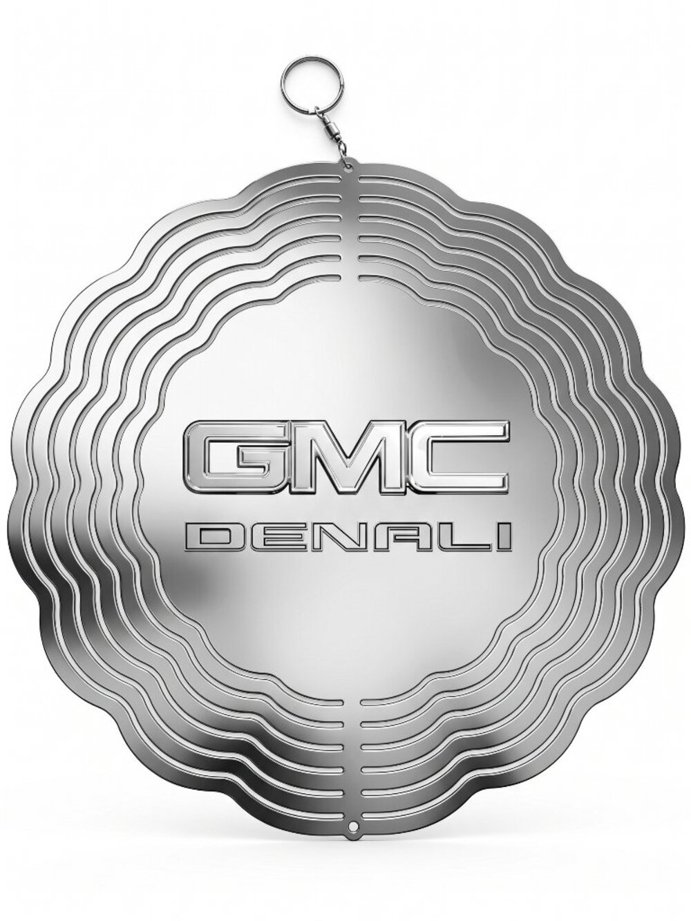 10" GMC Denali Kinetic Wind Spinner - Mirror Chrome Metal Hanging Yard Decor